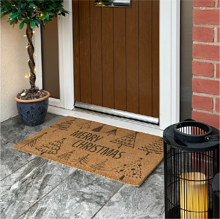 Merry Christmas Tree Pattern Coir Doormat