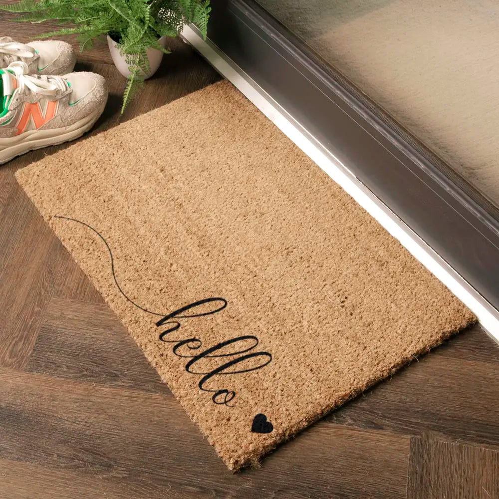 Hello Scribble Heart Doormat