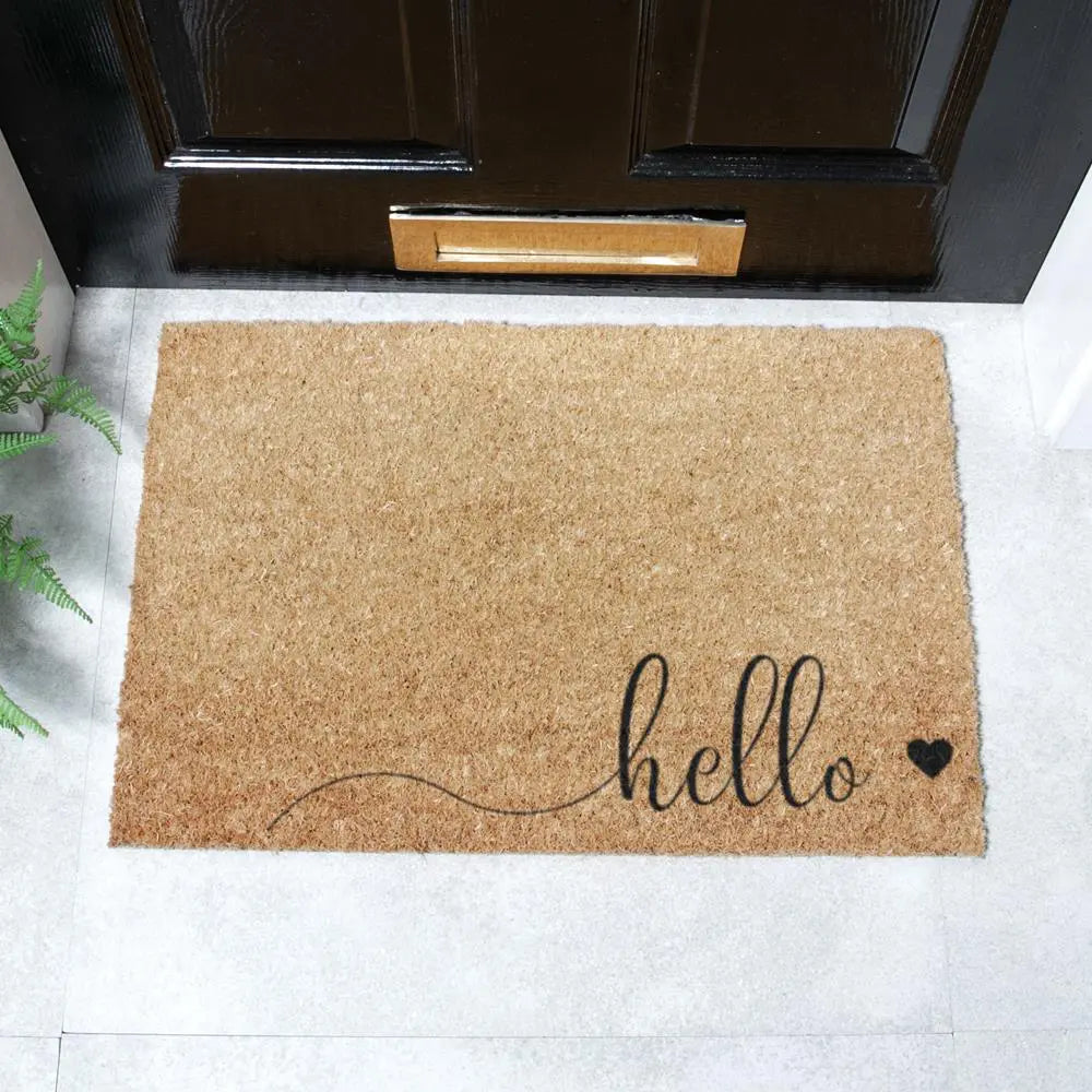 Hello Scribble Heart Doormat
