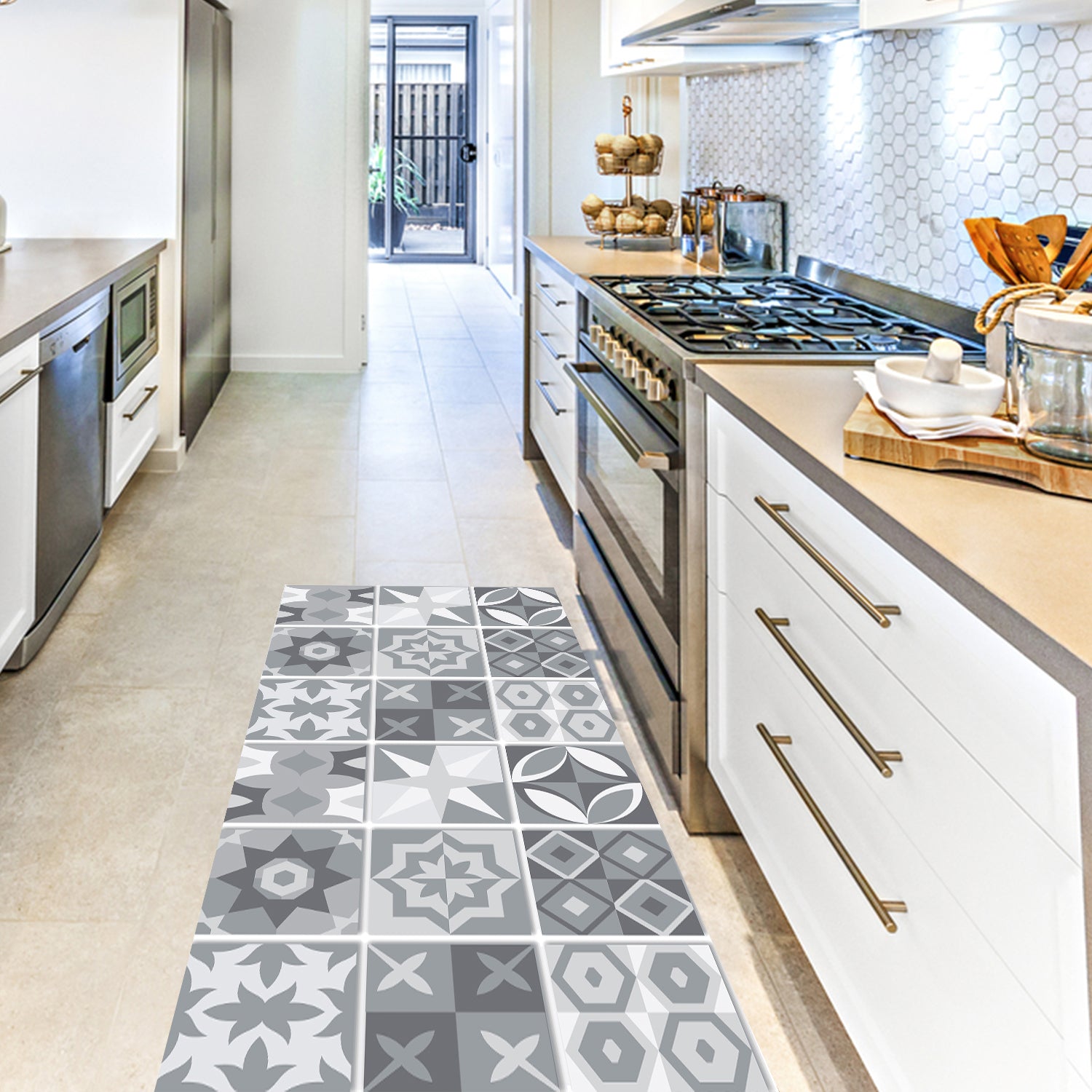 Lefkada Waterproof Kitchen Mat - 67x145cm
