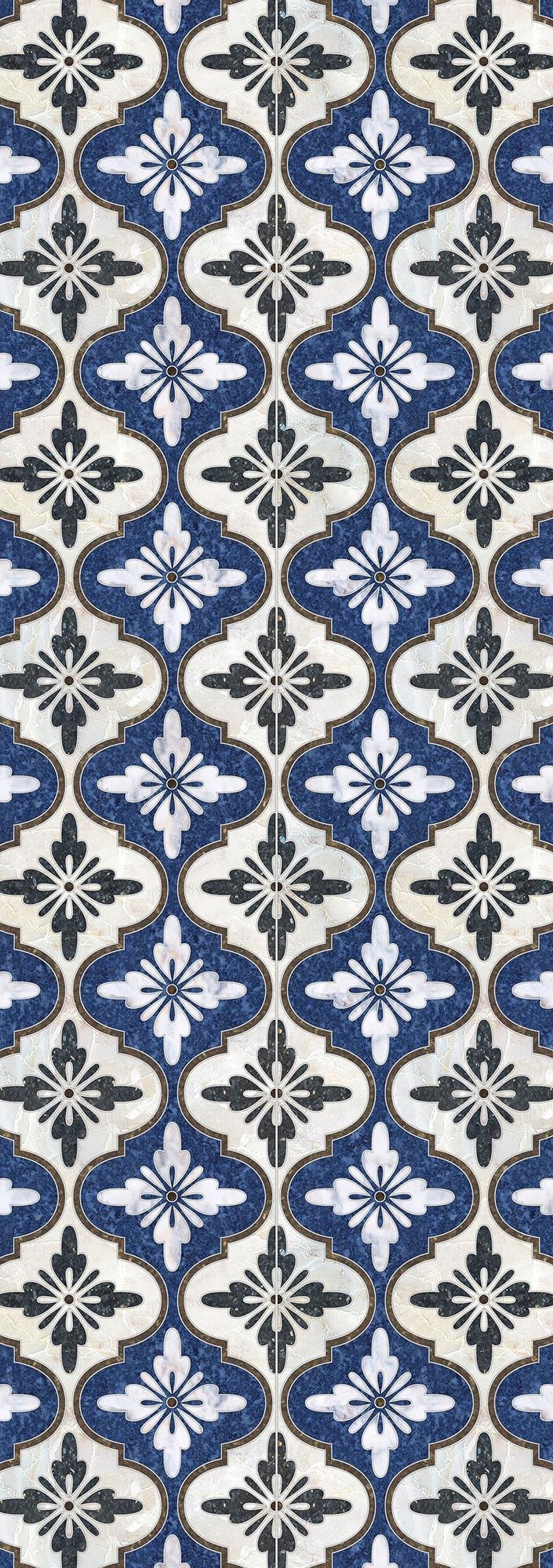 Maroc Blue Waterproof Kitchen Mat