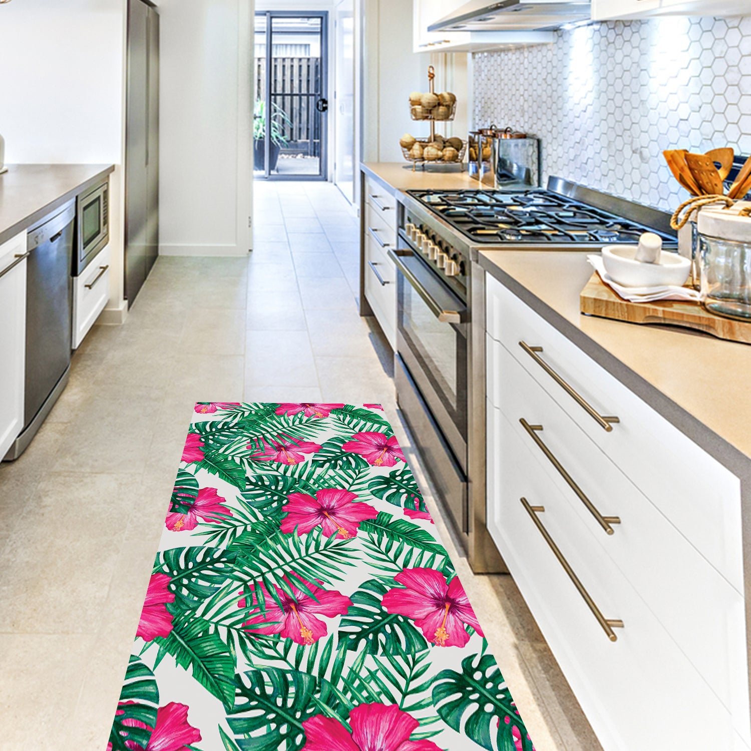 Monstera Waterproof Kitchen Mat