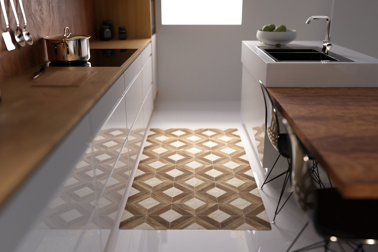 Parquet Style Waterproof Kitchen Mat