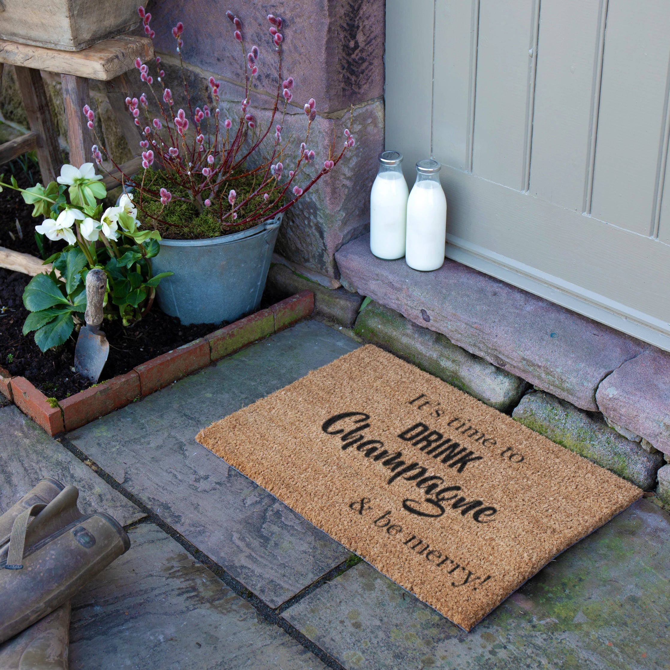 It's Time to Drink Champagne & Be Merry Doormat