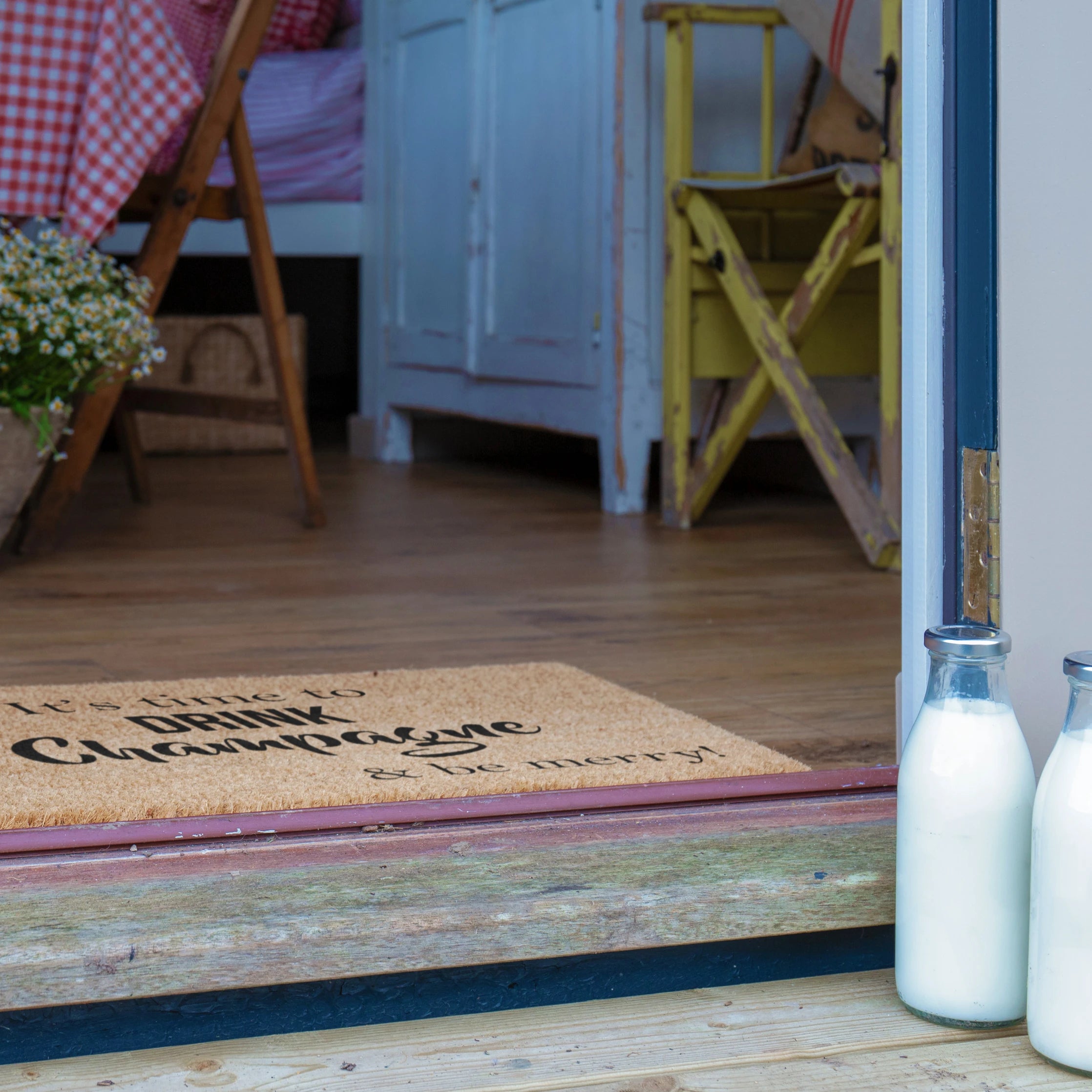 It's Time to Drink Champagne & Be Merry Doormat
