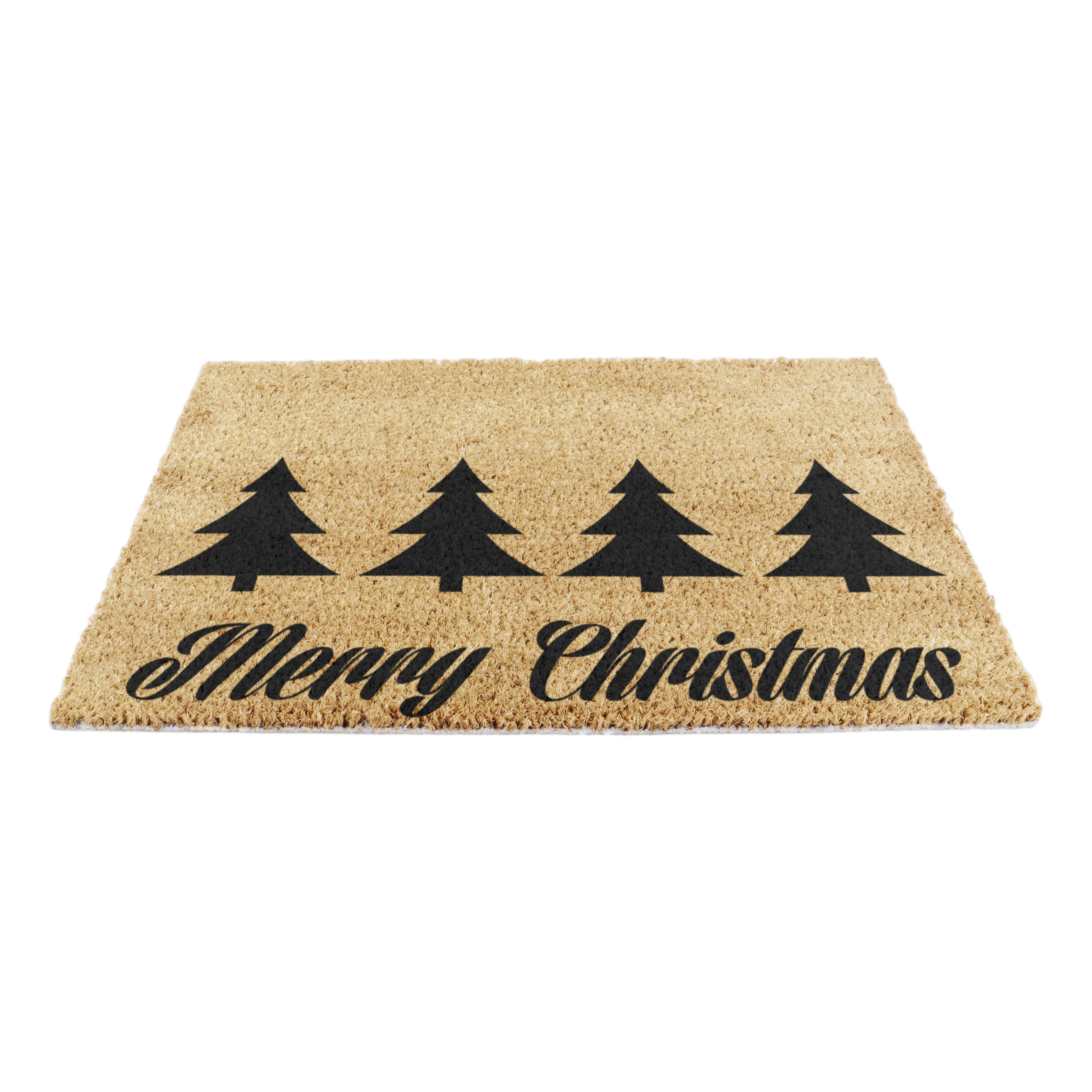 Christmas Trees with Merry Christmas Greeting Doormat