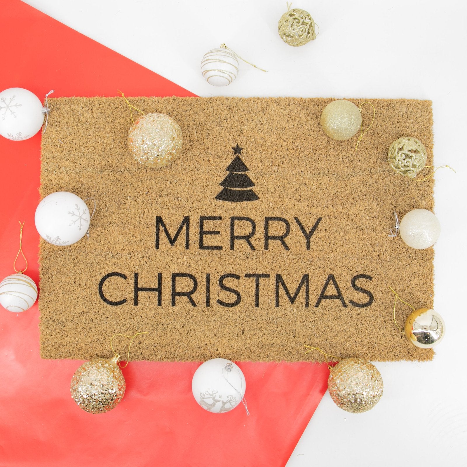Traditional Merry Christmas Greeting Doormat