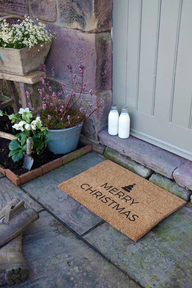 Traditional Merry Christmas Greeting Doormat