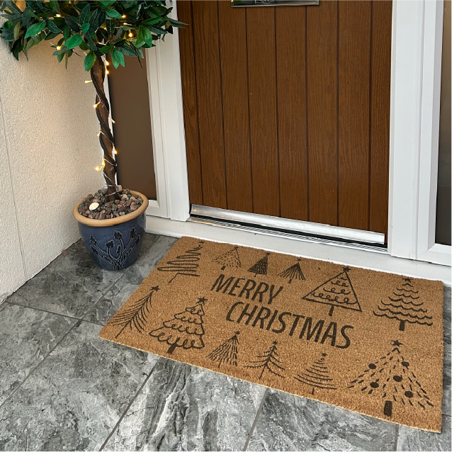 Merry Christmas Tree Pattern Coir Doormat