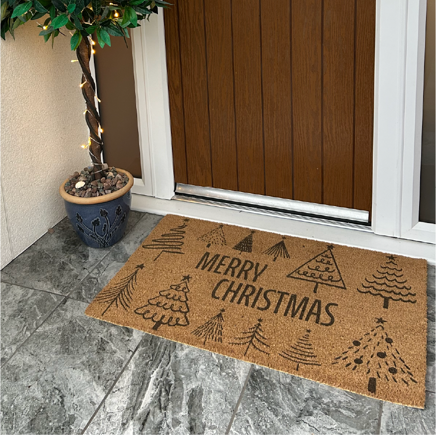 Merry Christmas Tree Pattern Doormat