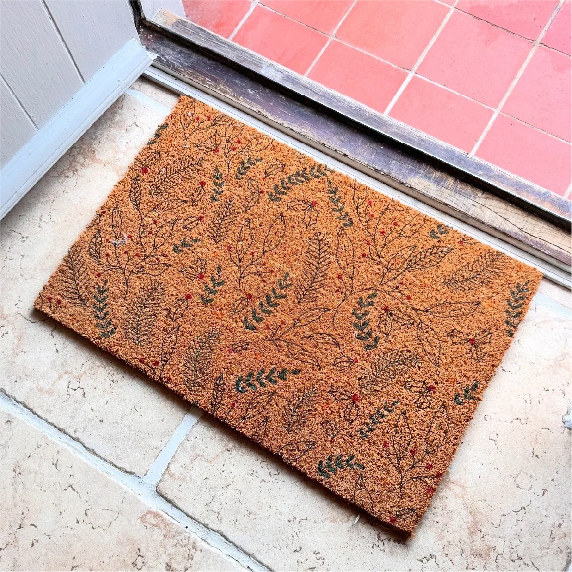 Color Winter Foliage Coir Doormat