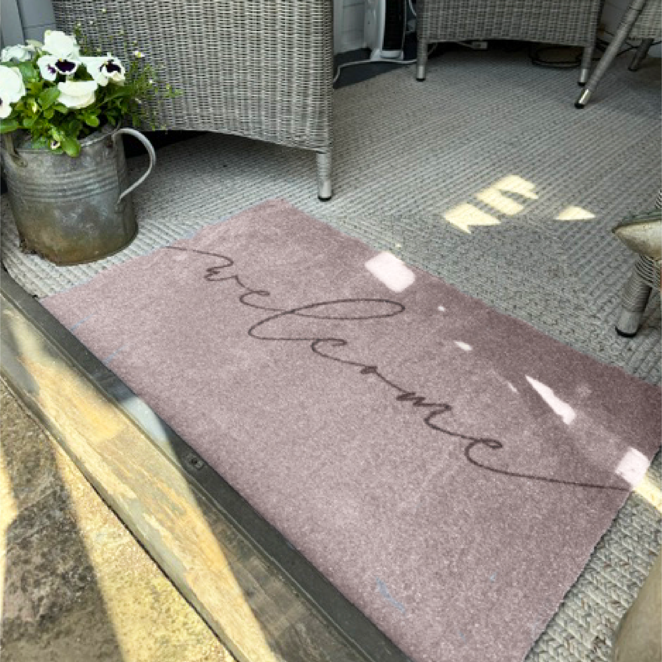 Taupe Welcome Indoor Washable Doormat