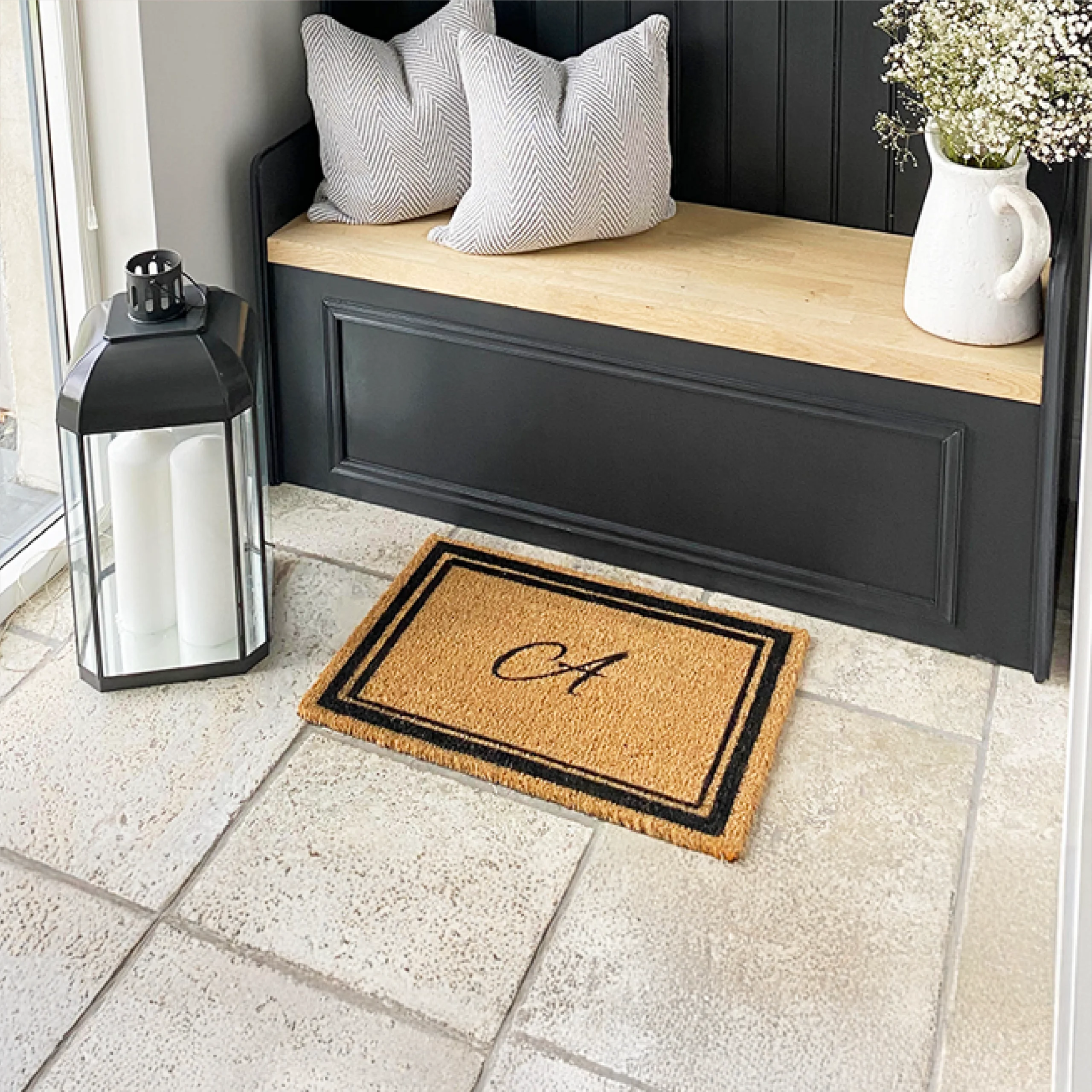 Handwriting Border Monogram Doormat