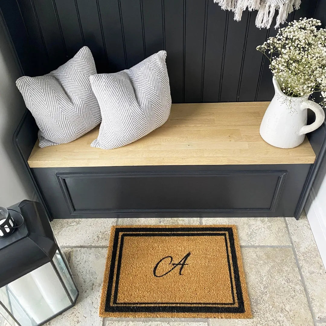Handwriting Border Monogram Doormat