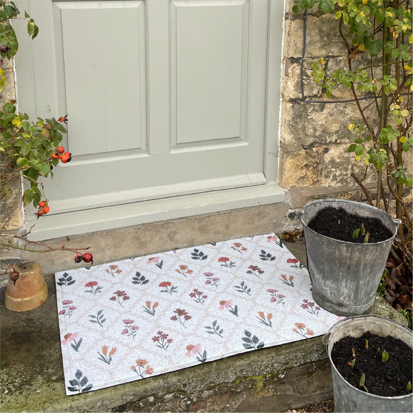 Vintage Floral Stamp Doormat