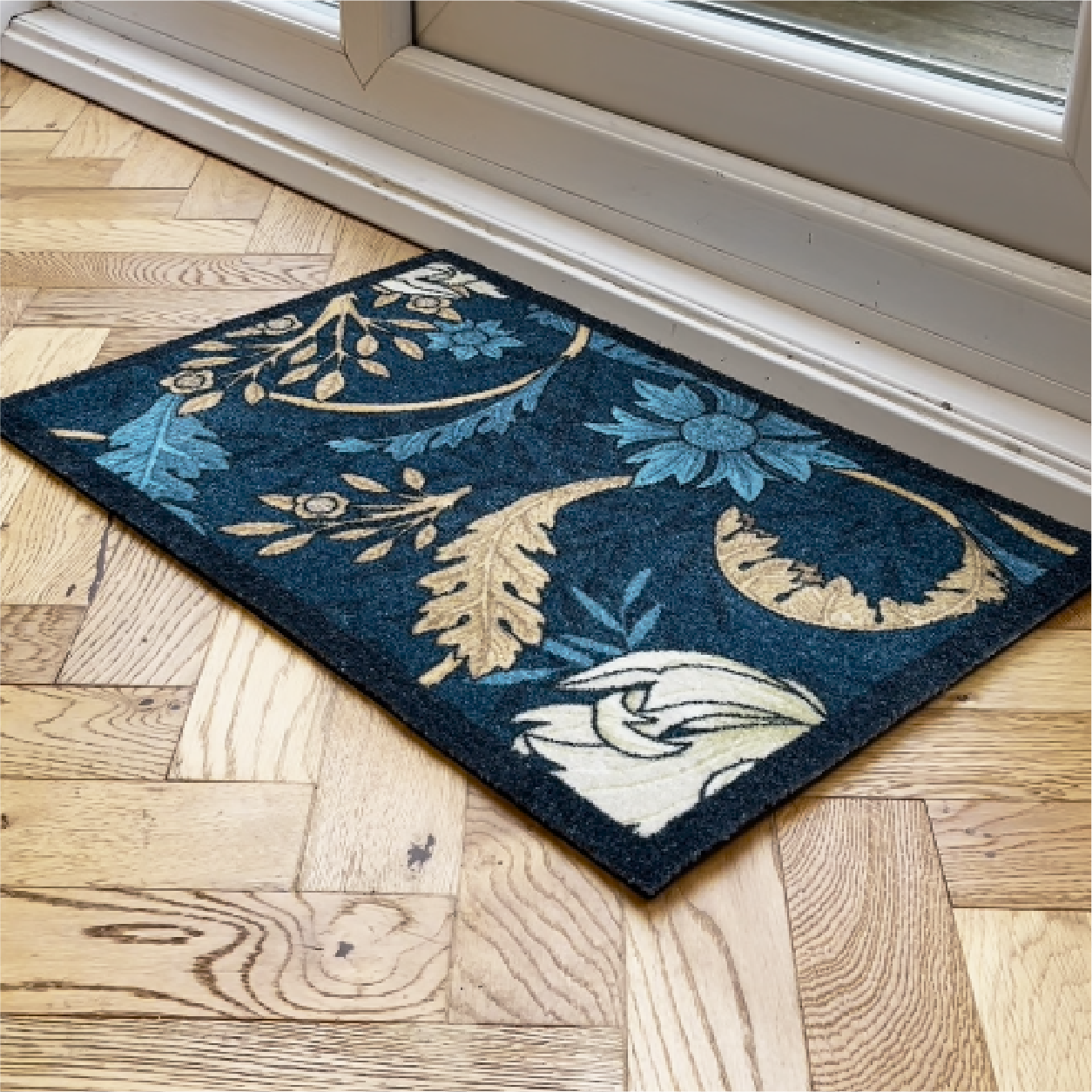 William Morris Blue Indoor Washable Doormat