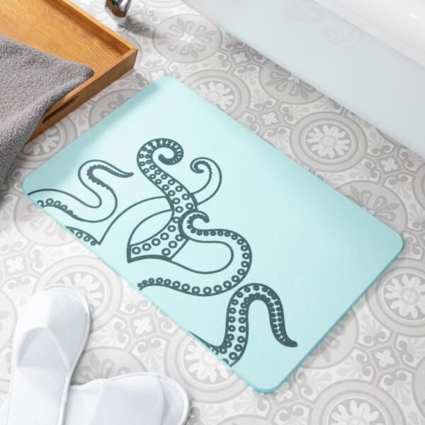 Octopus Tentacles Aqua Blue Stone Non Slip Bath Mat