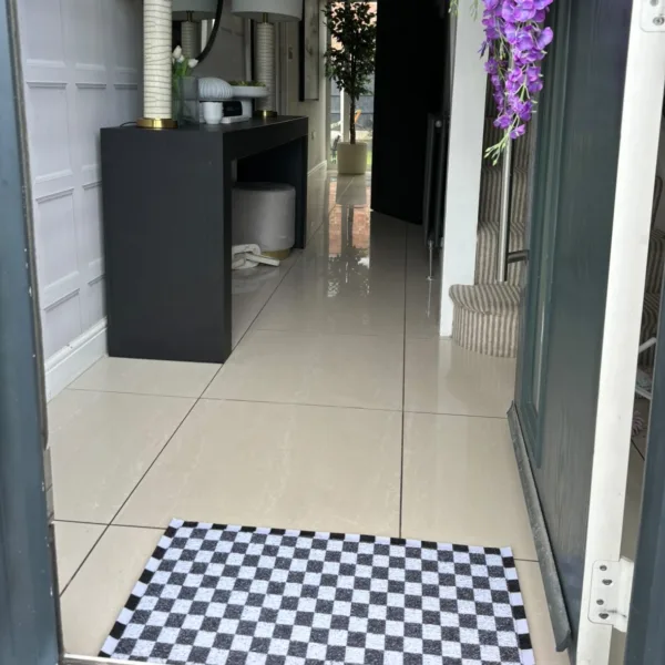 Black Checkerboard Doormat