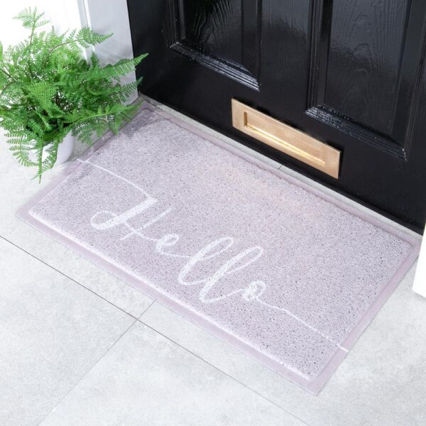 Lilac Grey Hello Scribble Doormat (70 x 40cm)