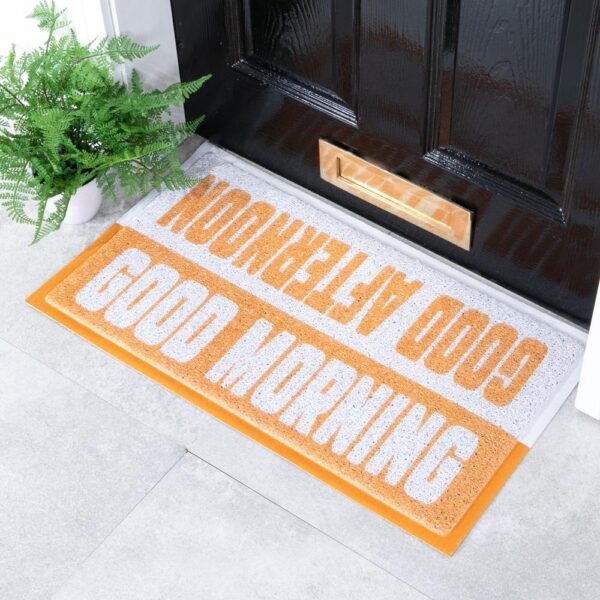 Orange/White Morning Afternoon Doormat (70 x 40cm)