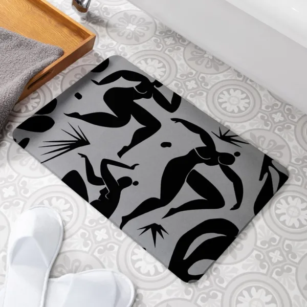 Abstract Bodies Grey Stone Non Slip Bath Mat