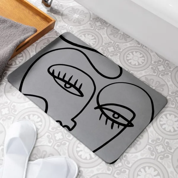 Eyelashes Grey Stone Non Slip Bath Mat