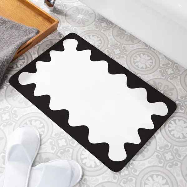 Wavy Frame Stone Non Slip Bath Mat