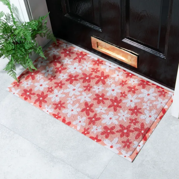 Pink Red Floral Doormat x Hannah Maria Designs