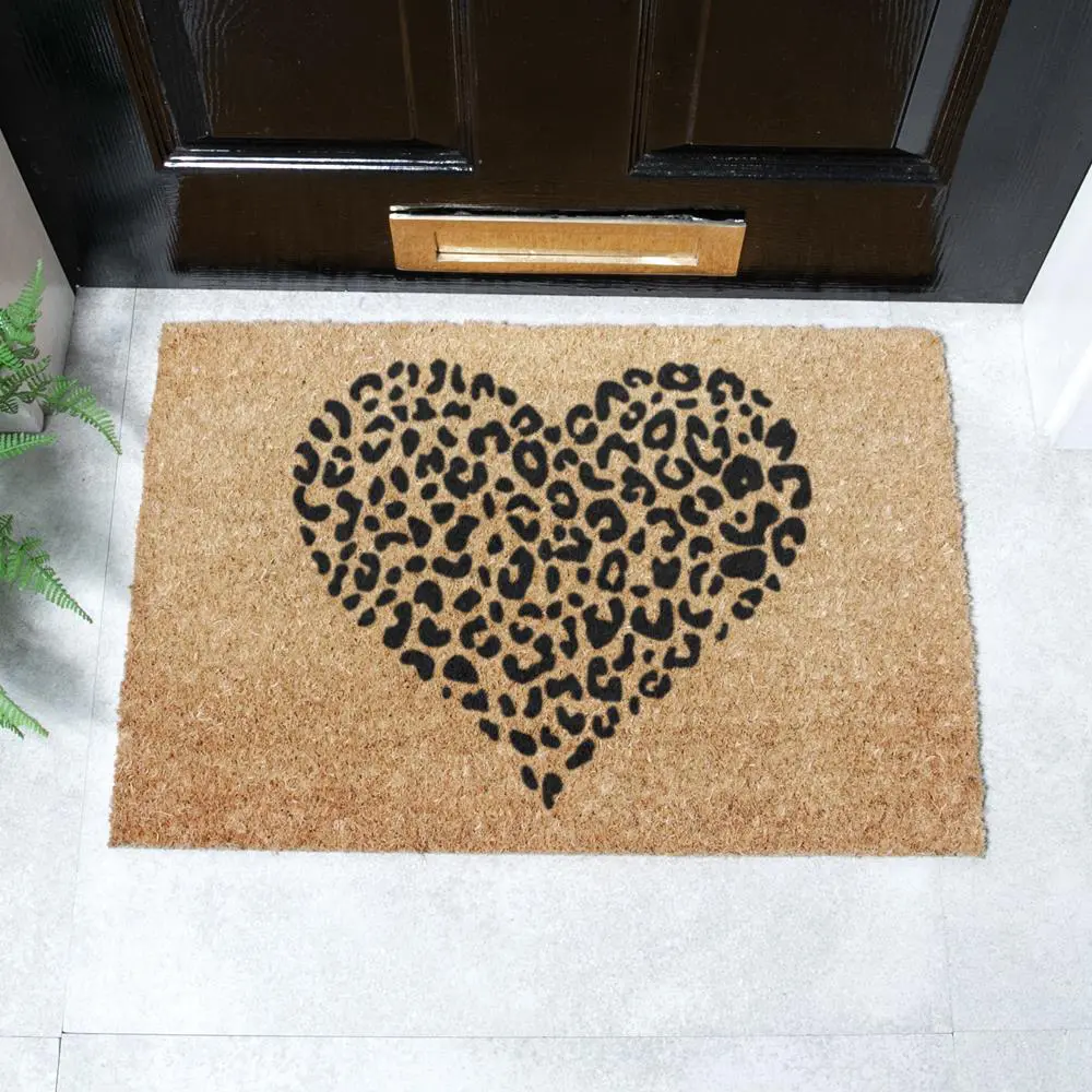 Leopard Print Heart Doormat