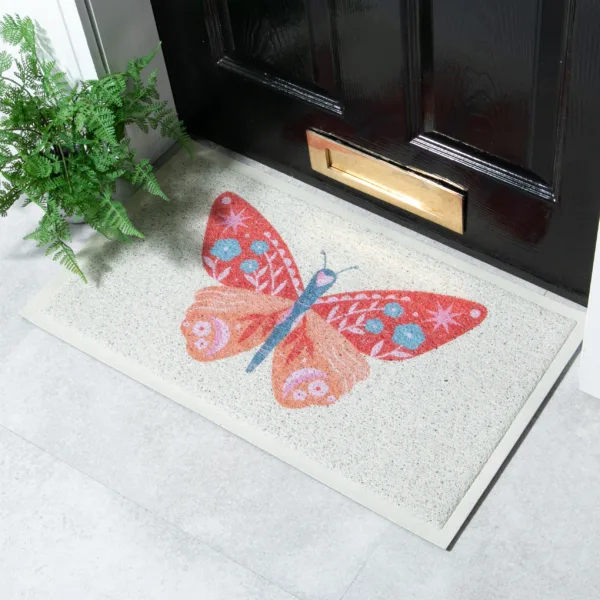 Orange Flower Butterfly Doormat x Melissa Donne