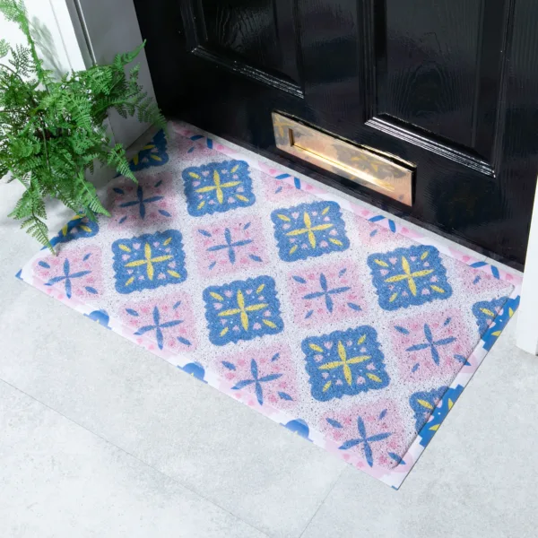 Pink Blue Pattern Doormat x Melissa Donne