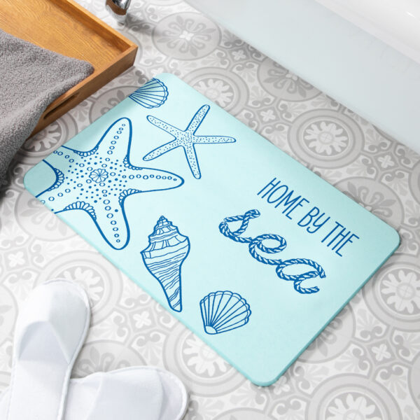 Home By The Sea Blue Non Slip Stone Bath Mat