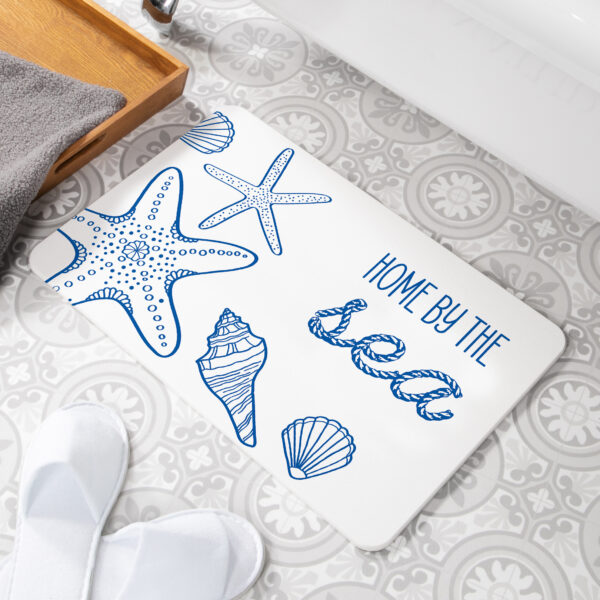 Home By The Sea White Non Slip Stone Bath Mat