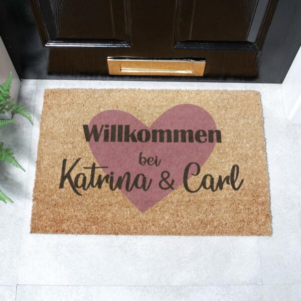 Willkommen Personalisierte Herz Namen Fußmatte Doormat (60 x 40cm)