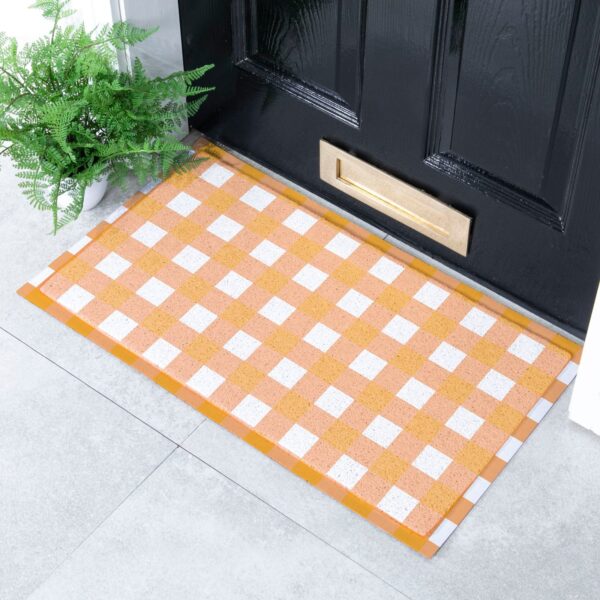 Orange Gingham Doormat (70 x 40cm)