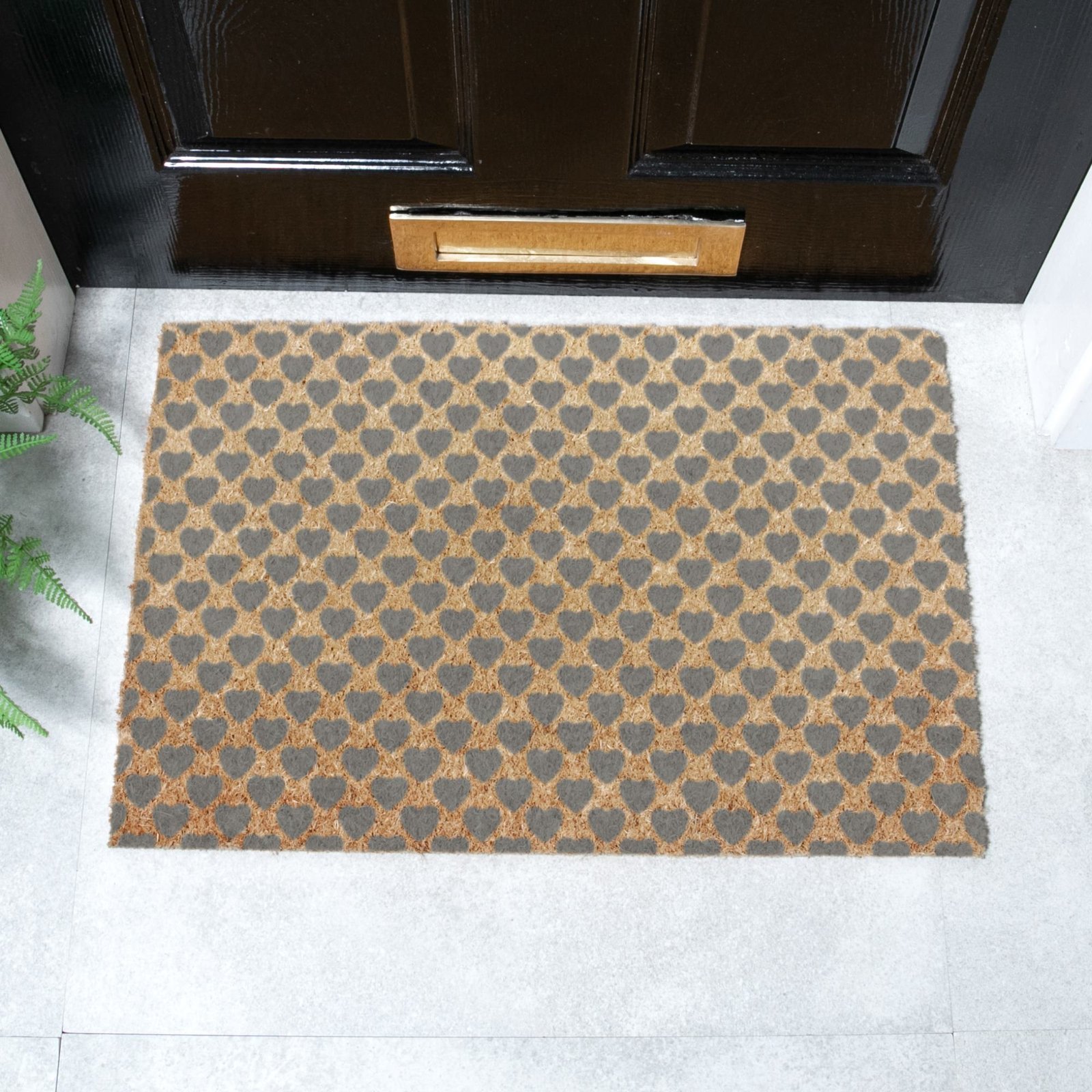 Grey Heart Pattern Doormat